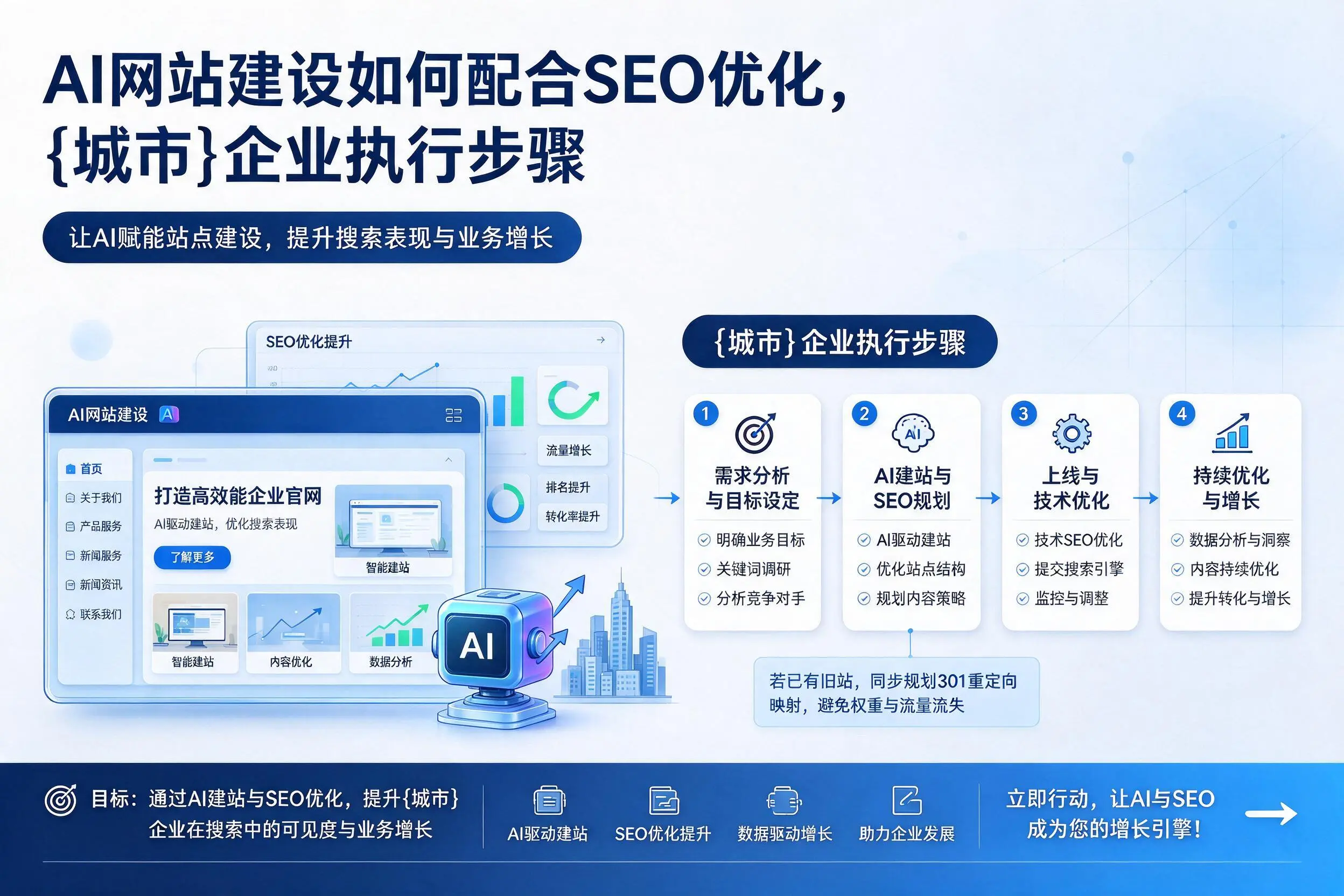 AI网站建设如何配合SEO优化，潮州企业执行步骤