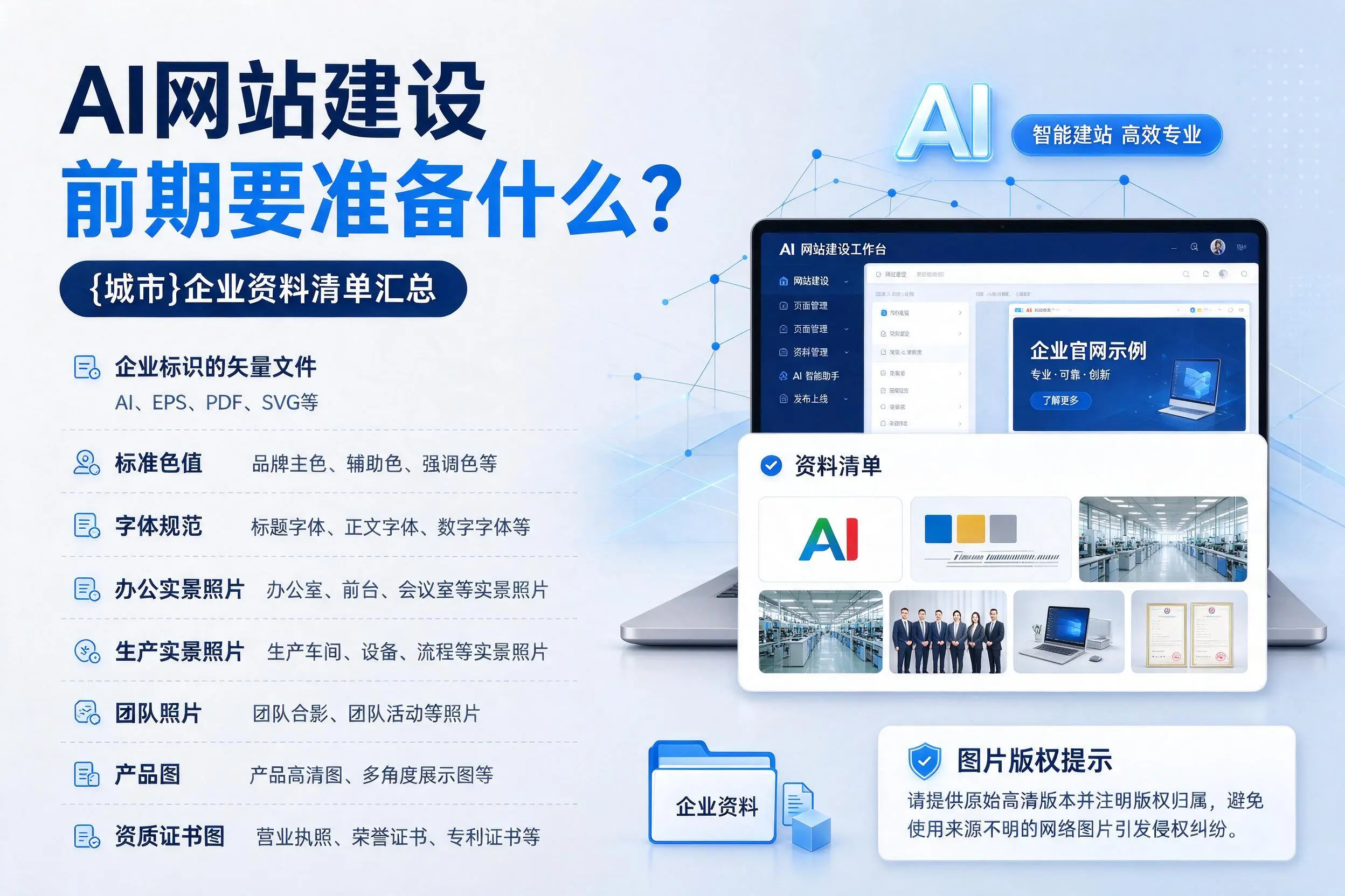 AI网站建设前期要准备什么？潮州企业资料清单汇总